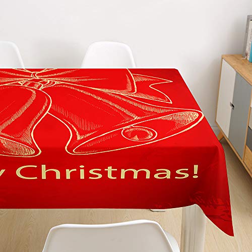 Meiju-shop Mateju 3D Weihnachten Tischdecke Abwaschbar, Furnily Rechteck Dekoration Wasserdicht Fleckschutz Ölfest Polyester, Pflegeleicht Outdoor Garten Deko, 3D Weihnachtsmann Geschenk (E,90x90cm) von Meiju-shop