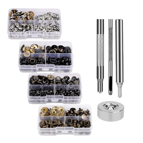 15 mm Knopfverschlüsse, Metallknopfverschlüsse und Montagewerkzeug-Set für Kleidung, Reparatur, Lederhandwerk, Tasche von Meiliyizu