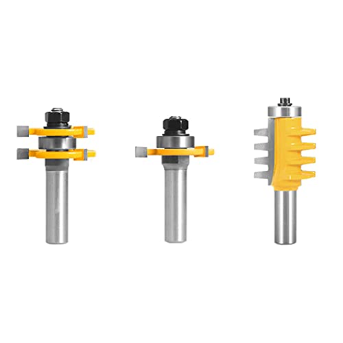 3 Stück Zungen-Bitfräser T-Nutfräser 1/4 Schaft Schaft Legierung Set für Hartholz-Holzbearbeitungswerkzeuge von Meiliyizu
