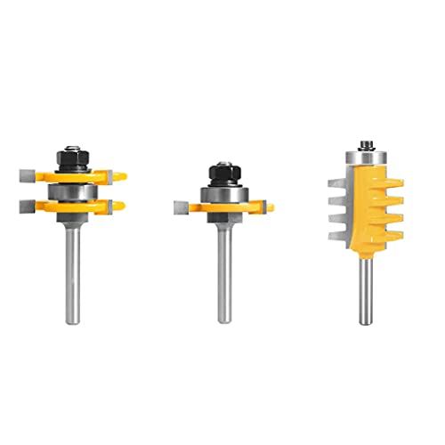 3 Stück Zungen-Bitfräser T-Nutfräser 1/4 Schaft Schaft Legierung Set für Hartholz-Holzbearbeitungswerkzeuge von Meiliyizu