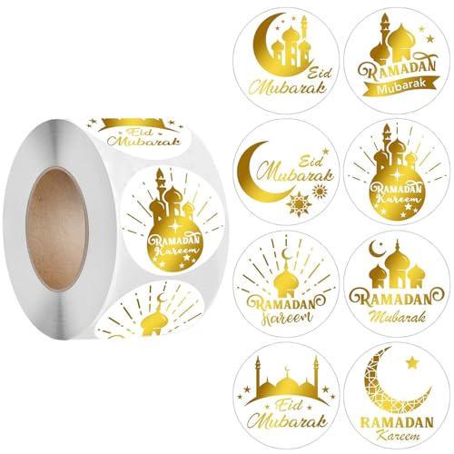 500 Stück runde Aufkleber Eid Mubaraks Siegeletiketten Festival Dekorative Aufkleber Selbstklebende Etiketten Aufkleber Party Supplies von Meiliyizu