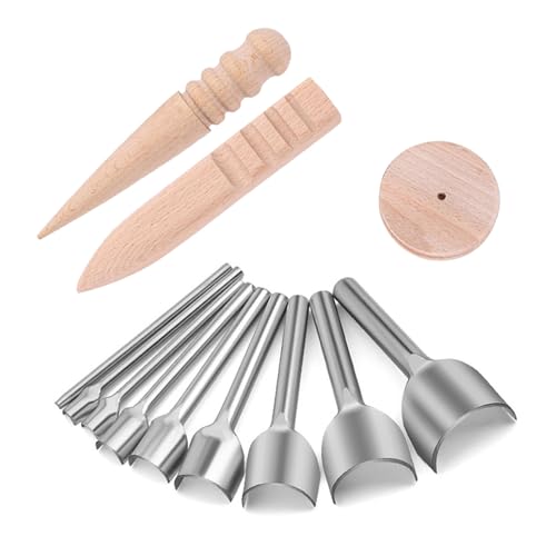 Meiliyizu 12-teiliges Halbrundschneider-Set für Lederband, Gürtel, Geldbörse, Tasche, Holz, Leder, Handwerk, Kantenpolierer, Set von Meiliyizu