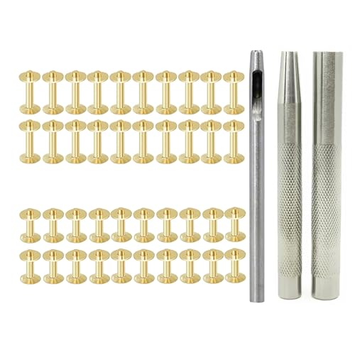 Meiliyizu 40 Sets Nieten und Frässtifte mit 3,5 mm Nietwerkzeug und Montagewerkzeug für Ledergürtel, Geldbörsen, Handtaschen, Seile von Meiliyizu