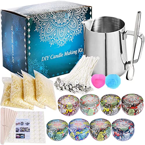 Candle DIY Making Kit, Candle Beginners DIY-Set, Starter-Set mit Kerzendosen Krug Kerze Dochte, Bienenwachs, Dochte Halter, Löffel, Wick Aufkleber (DIY1) von Meilo