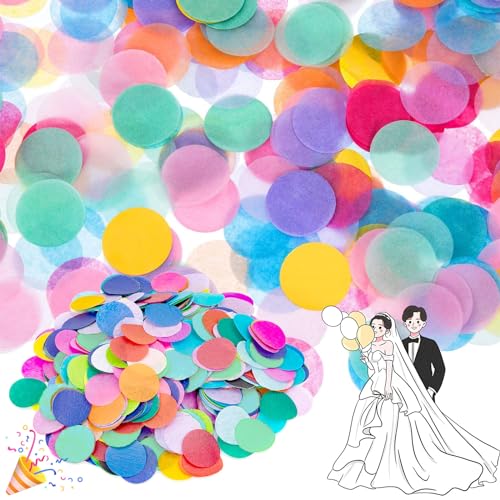 10000 Stück Mehrfarbig Runde Tissue Konfetti, 2.5 cm Mehrfarbige Runde Tissue Confetti Konfetti für Hochzeit Geburtstagsfeier Dekoration, Gefüllter Ballon (10 Beutel) von Mein HERZ