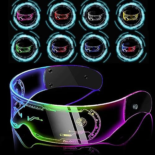 Led Brille,Party Brille Leuchtend,LED Cyberpunk leuchtende Brille,Futuristische Elektronische Brille,Party Bunte Technologie Kaltlichtlinsenbrille für Konzert Bar Nachtleben Party Versammlungen von Mein HERZ