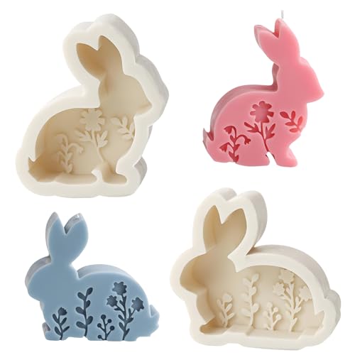 Osterhase Silikonform,2 Stück Silikonformen Gießformen Ostern,Osterhase Kerzenformen zum Gießen,Silikon Gießform for Gips, Sojawachs Kerzen, Ostergeschenke von Mein HERZ