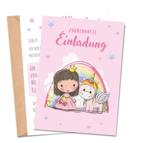 MeinBaby123® 10 Einladungskarten Kindergeburtstag Mädchen | Geburtstagseinladungen für Kinder | Prinzessin Einladungskarten | inkl. 10 Briefumschläge | Premium Qualität (Prinzessin V2) von MeinBaby123