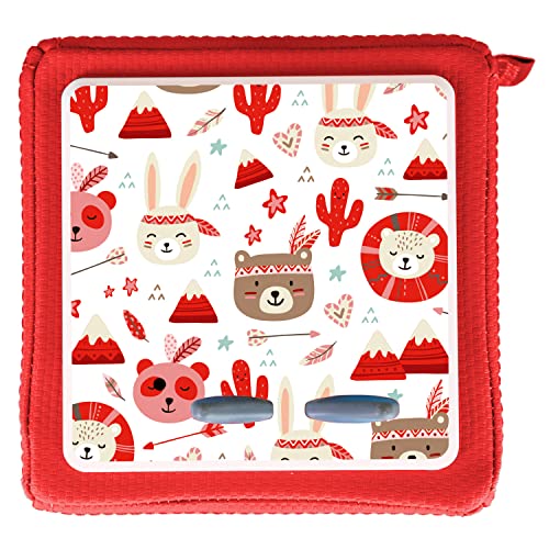 MeinBaby123® Schutzfolie kompatibel mit Toniebox | Schutzcover selbstklebend | Premium Qualität | Aufkleber passgenau I Folie Sticker I Toniebox Zubehör (Boho Tiere Rot) von MeinBaby123