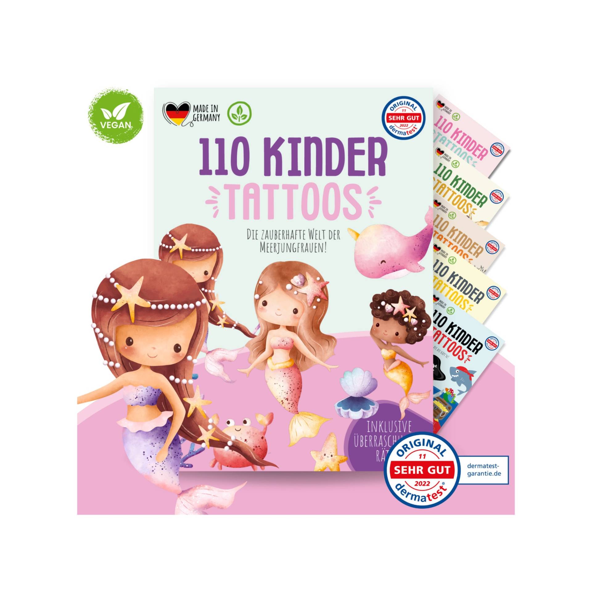 Meinbaby123® 110 Hautfreundliche Hauttattoos Für Kinder, Meerjungfrauen Tattoos, Geschenk Mädchen, Mitgebsel Kindergeburtstag von MeinBaby123Shop