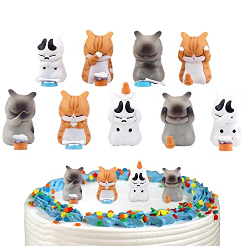 Meindin Kuchenaufsätze, Figuren | Cartoon-Katzen-Cupcake-Ornament, Cartoon-Katzenform, Backdekoration für Kinderzimmer, Schlafzimmer, Wohnzimmer, Arbeitsbereich von Meindin