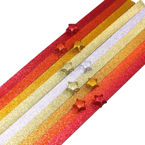 Meindin Lucky Paper Glitter – 520 Blatt Papierstreifen zum Basteln, Farbverlauf, Papierstreifen, kreatives Faltpapier für Kunst, Schule, Lehrbedarf von Meindin