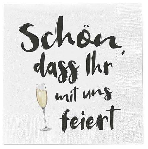 Servietten Schön dass Ihr mit uns feiert 80 Stück Party 16x16cm Fest Tischdeko Papierserviette Serviette von Meinposten