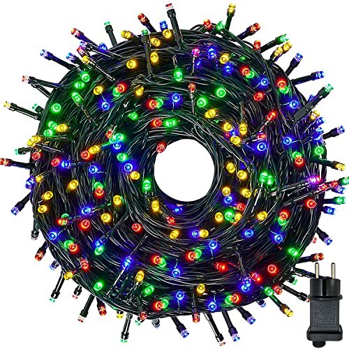 Meision Lichterkette Außen Strom 30m 300LED Innen Lichterkette Weihnachtsbaum mit 8 Modi Timer Speicherfunktion IP44 Wasserdicht, Lichterkette Strombetrieben für Balkon, Garten, Hochzeit, Bunt von Meision