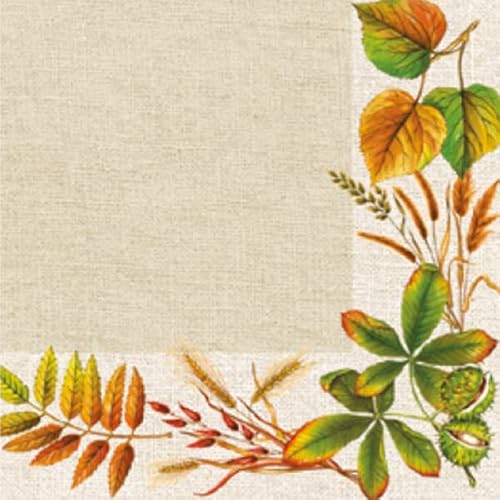 Auswahl Motiv - 20 Servietten/Napkins - ca. 33 x 33 cm 3-lagig - Herbstblätter Kastanie Getreide Linde - Tisch-Deko Basteln Serviettentechnik von Meissner-Handel