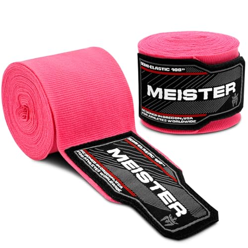 Meister Junior 108" (274 cm) Semi-Elastische Handbandagen für MMA & Boxen (Paar) - Rosa von Meister