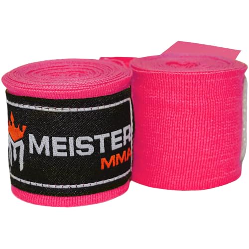 Meister Junior 108" (274 cm) Semi-Elastische Handbandagen für MMA & Boxen (Paar) - Rosa von Meister