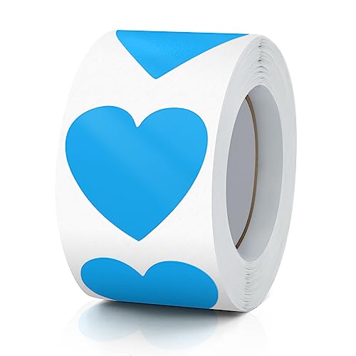 Aufkleber Herz Blau Selbstklebende Herzform Etiketten Rolle 38mm klein Farbkodierung Heart Sticker für Hochzeiten Scrapbooking Geschenke Valentinstag 500 Stück von Meitaat