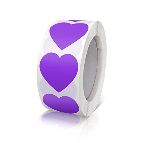 Aufkleber Herz Lila Selbstklebende Herzform Etiketten Rolle 25mm klein Farbkodierung Heart Sticker für Hochzeiten Scrapbooking Geschenke 500 Stück von Meitaat