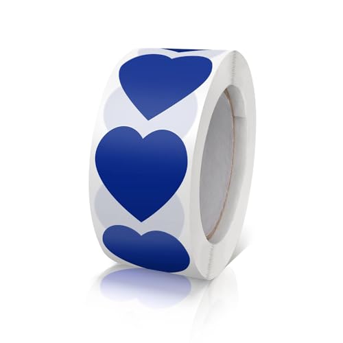 Aufkleber Herz Marineblau Selbstklebende Herzform Etiketten Rolle 25mm klein Farbkodierung Heart Sticker liebe für Hochzeiten Scrapbooking Geschenke dekoration 500 Stück von Meitaat