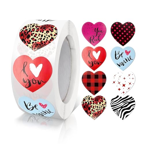 Aufkleber Herz Rot 8 Designs Selbstklebende Herzform Etiketten Rolle 25mm klein Farbkodierung Heart Sticker liebe für Hochzeiten Scrapbooking Geschenke dekoration 500 Stück von Meitaat