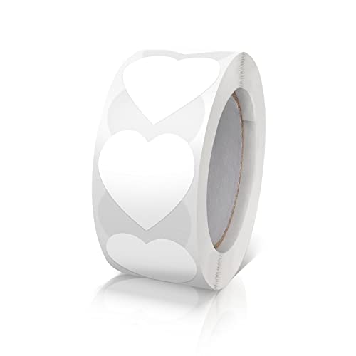 Aufkleber Herz Weiß Selbstklebende Herzform Etiketten Rolle 25mm klein Farbkodierung Heart Sticker für Hochzeiten Scrapbooking Geschenke 500 Stück von Meitaat