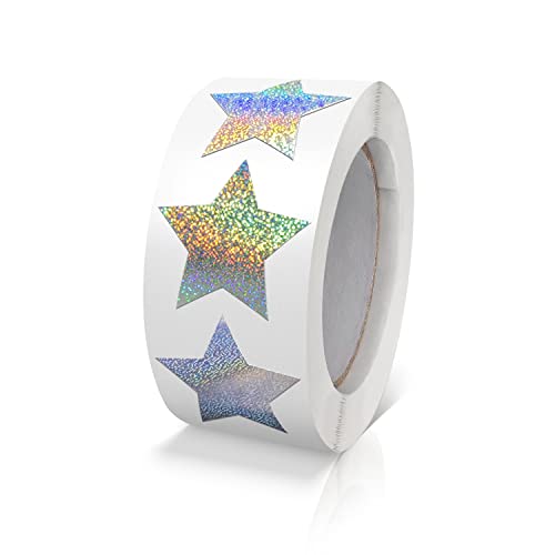 Silber Sterne Aufkleber Rolle 2.5cm Klein Selbstklebende Glänzende Etiketten Weihnachts Sterne Funkelnde Aufkleber Star Sticker Sterne Glitzer Deko Scrapbooking 500 Stück von Meitaat