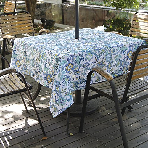 Melaluxe Frühjahr/Sommer Faltenfreie, wasserdichte, abwaschbare Outdoor-Tischtuch Tischdecke mit Schirmloch und Reißverschluss, 152,4 x 213,3 cm, rechteckig von Melaluxe