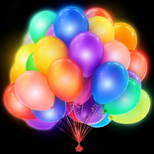 40 Stück Leuchtende Luftballons，LED leuchtende Ballons bunt，Led ballon lichter，Leuchtet Ballons im Dunkeln，für Partys, Festivals, Kindergeburtstage von Meleager