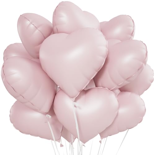 Herz Folienballon Baby Rosa 20 Stück,Creme Rosa Herz Helium Luftballons,Heliumballon Herzen,Herzluftballons,Herzform Folienluftballon Herzballons für Geburtstag Hochzeit Valentinstag von Meleager