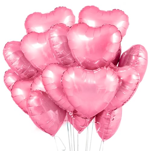 Herz Folienballon Rosa 20 Stück,Herz Helium Luftballons,Heliumballon Herzen,Herzluftballons,Herzform Folienluftballon Herzballons Geeignet für Geburtstag Hochzeit Verlobung Brautdusche Valentinstag von Meleager