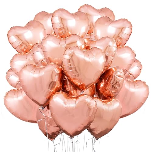 Herz Folienballon Roségold 30 Stück，Herzballons Hochzeit Roségold,Herz Helium Luftballons,Herzluftballons für Party,Geburtstag,Valentinstag, Hochzeit, Verlobung,Muttertag（Roségold） von Meleager