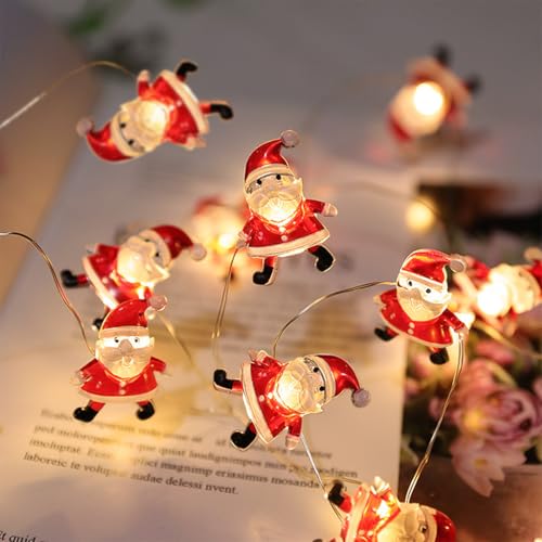 Weihnachten Lichterkette ,2m 20 led Weihnachtsmann Weihnachtsdeko Lichterkette,Warmweiß Lichterkette Weihnachten,LED Weihnachtsthema Lichterkette für Weihnachtsbaum, Schlafzimmer, Party,Balkon,Fenster von Meleager