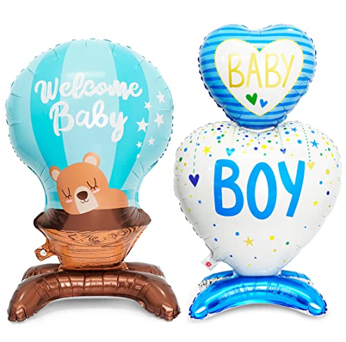 XXL Baby Boy Folienballons, Welcome Baby Boy Balloon, Baby Dusche Taufe Ballon Blau Gender Reveal, Junge Geburt Luftballon, Baby Shower Deko Boy, Baby Party Dekoration, Baby Willkommen Party Geschenke von Meleager