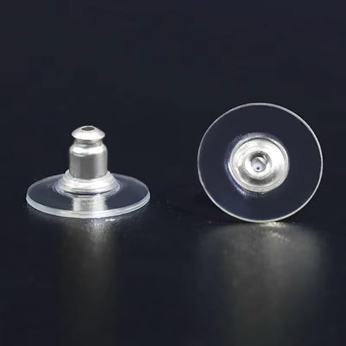 Bullet Clutch Ohrring-Verschlüsse für Ohrstecker, Gummi-Ohrring-Stopper, durchbohrte Sicherheitsverschlüsse (silberfarben) von Melimarry