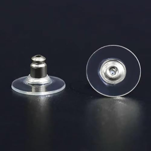 Bullet Clutch Ohrring-Verschlüsse für Ohrstecker, Gummi-Ohrring-Stopper, durchbohrte Sicherheitsverschlüsse (stahlfarben) von Melimarry