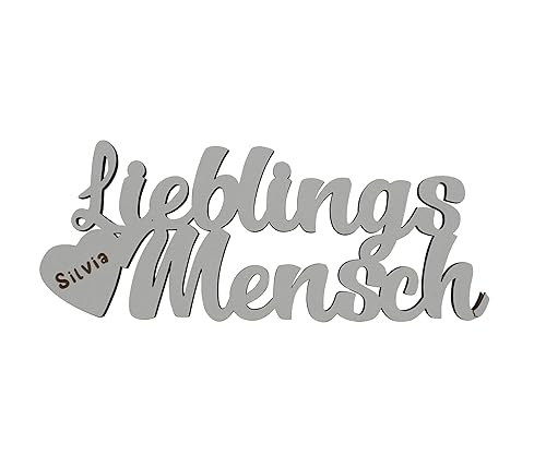 Deko-Schriftzug Lieblingsmensch mit Wunschname aus Holz in weiß – 20cm von Melis