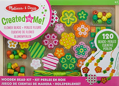 Melissa & Doug Flower-Power-Perlen-Set | Holzperlen zum Auffädeln | Kinder Modeschmuck Bastelset ab 5 Jahren | Freundschaftsarmband Bastelset für Mädchen und Jungen | Geschenk für Mädchen ab 4 Jahren von Melissa & Doug