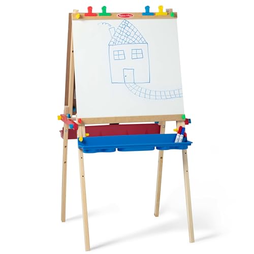 Melissa & Doug Holz staffelei bastelset, Malstaffelei für kleinkinder zum basteln, Whiteboard & tafel für kinder, Trocken Lösch- und kreidetafeln, 3-6 Jahre, Geschenk für Jungs oder mädchen von Melissa & Doug