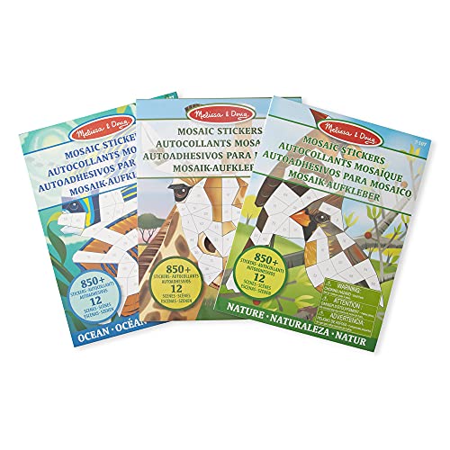 Melissa & Doug | Pack mit 3 | Mosaik-Stickerblöcken – Natur, Unterwasser und Safari-Tiere von Melissa & Doug