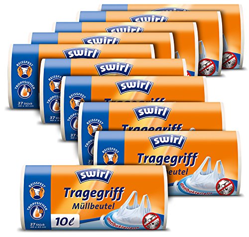 10er SET Swirl® Tragegriff Müllbeutel 10 Liter - antibakteriell/SWIRL/Abfallbeutel/Mülltüten/Abfalltüten von Melitta