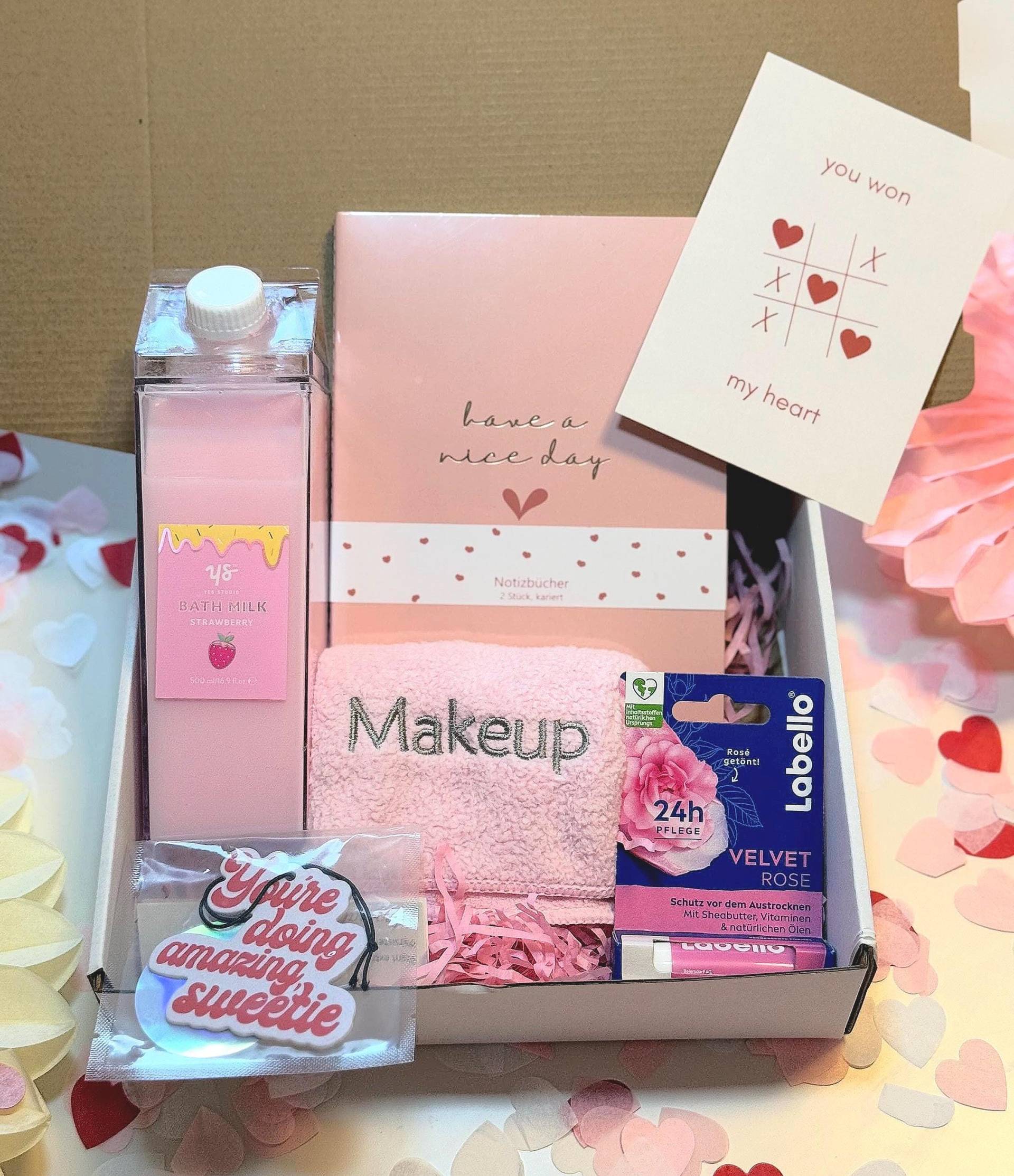 Valentinstag Geschenkbox Freundin Frau Wellness Beauty Liebe Spa Geschenkset Notizbuch Valentinstagskarte Giftbox Entspannen Girlfriend von MellowsBoxDE