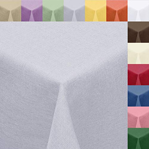 Textil Tischdecke Leinen-Optik 130 x 220 cm eckig hellgrau Fleck-Schutz Tischtuch #8001 von Melody