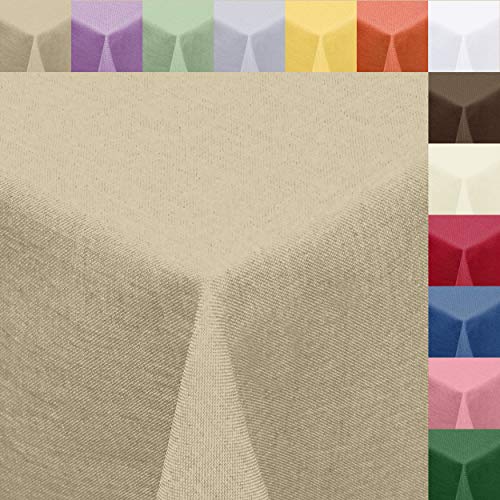 Textil Tischdecke Leinen-Optik 130x160cm eckig mit Fleck-Schutz Sand *abwischbar* Farbe wählbar von Melody