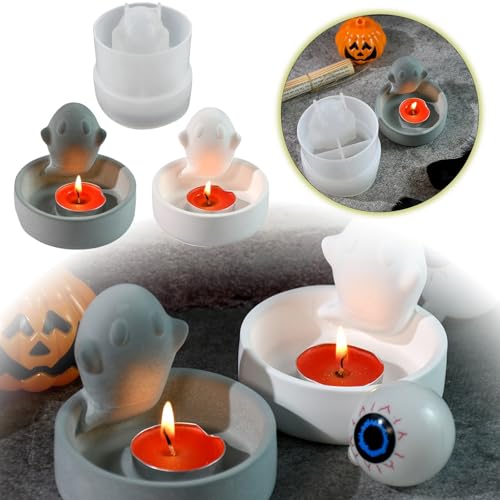 3D-Halloween-Silikon-Kerzenformen für Epoxidharz, kreieren Sie einzigartige handgefertigte Seife und Kerzen, ideal für Halloween-Dekor, flexible und leicht zu reinigende Formen für Bastelprojekte. von Memmyly