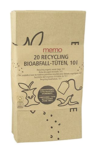 20 memo Bioabfall-Kompostbeutel aus Recyclingpapier 10 l, 34 cm von Memo