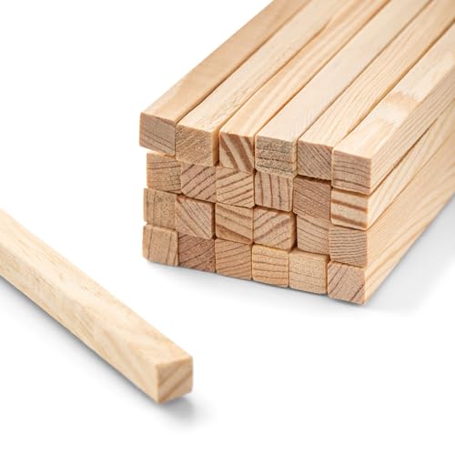 Mendi 25 Stück Holzstäbe Quadratisch 100 cm x 10 mm x 10 mm von Mendi