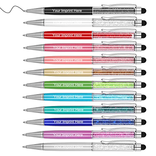 MengRan Personalisierter 2-in-1 Kristall-Stylus-Stift und Kugelschreiber mit Ihrem individuellen Logo oder Text (mehrfarbig) von MengRan