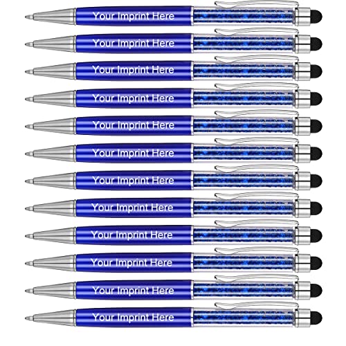 MengRan Personalisierter 2-in-1 Kristall-Stylus-Stift und Kugelschreiber mit Ihrem individuellen Logo oder Text (dunkelblau) von MengRan