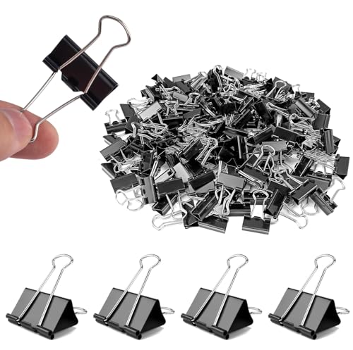 Schwarze Büroklammer, 25 mm, Metall-Binderklammern, schwarze Büroklammern, Foldback-Klammern, Büroklammern, Bulldoggen-Clips für Papierarbeiten, Schreibwaren, Büro, Schule, Heimbedarf (42 Stück, 25 von Menmamenma